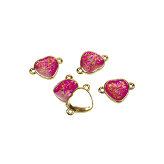 Dijes Corazon Chico con Borde Dorado 18k