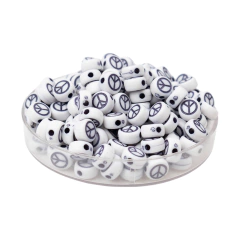 Plastico plano Redondo Blanco Simbolo Paz - tienda online