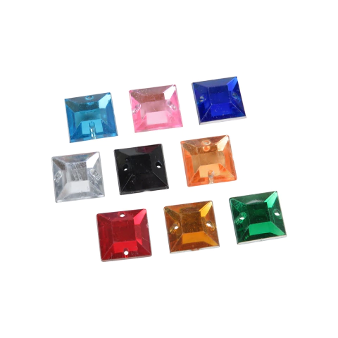 Gemas Para Coser Facetadas Cuadrada 12x12 mm