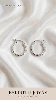 ARO3055 AROS ARGOLLAS PLATA 925 14MM - comprar online