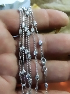 CLO074 CADENA/COLLAR PLATA 925 RODINADO DIAMANTADO LINEA ITALY - comprar online