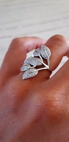 AN9009 ANILLO AJUSTABLE PLATA 925 RODINADO MICROPAVE - comprar online