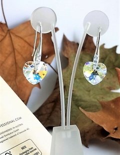AR0242 - Aros Plata 925 Rodinados Cubic y Cristal Heart-6228 - comprar online