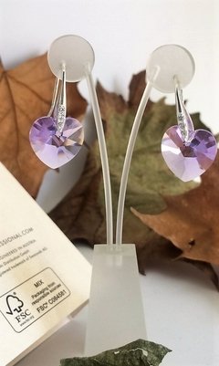 AR0242 - Aros Plata 925 Rodinados Cubic y Cristal Heart-6228 en internet