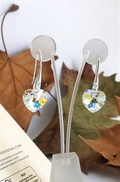 AR0242 - Aros Plata 925 Rodinados Cubic y Cristal Heart-6228