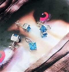SET0073 - CONJUNTO/SET AROS Y DIJE PLATA 925 RODINADO ORO ZIRCONIA