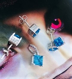 SET0073 - CONJUNTO/SET AROS Y DIJE PLATA 925 RODINADO ORO ZIRCONIA - comprar online