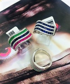 AN9408 - ANILLO PLATA 925 RODINADO ZIRCONIA LINEA ITALY