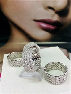 AN9064 ANILLO PLATA 925 RODINADO MICROPAVE - Espíritu Joyas Mayorista