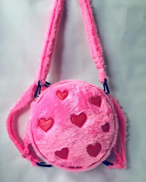 Bolsa-Mochila Pelúcia Corações