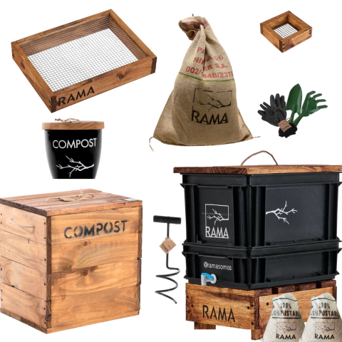 Combo Compostera Balcón 20L + Accesorios Completos