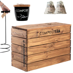 Compostera Garden – 100L de Madera + Aireador + Bio Tacho - comprar online
