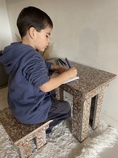 Mesa y banco infantil, material reciclado! - tienda online