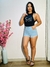 Shorts Jeans com Lycra Feminino Cintura alta Sal e Pimenta - Atelie Charmosinha