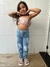 Calça Mom Menina Pimenta Doce Kids Rasgada Letreiro Bordado - comprar online
