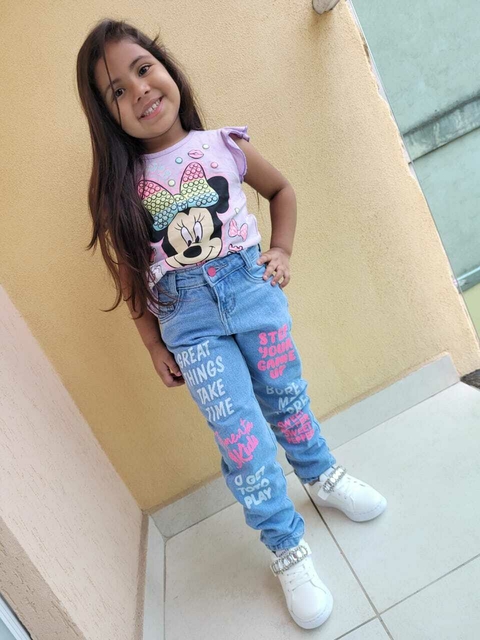 Calça Jeans estampada menina infanto juvenil Pimenta Doce - comprar online