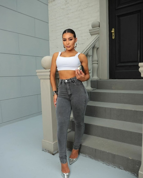 Calça Jeans Cós alto Exclusiva Com Botões Estilo Blogues New Cidar - comprar online