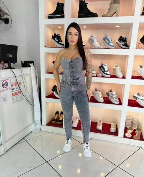 Macacão Jeans longo com lycra Feminino Sal e Pimenta - comprar online