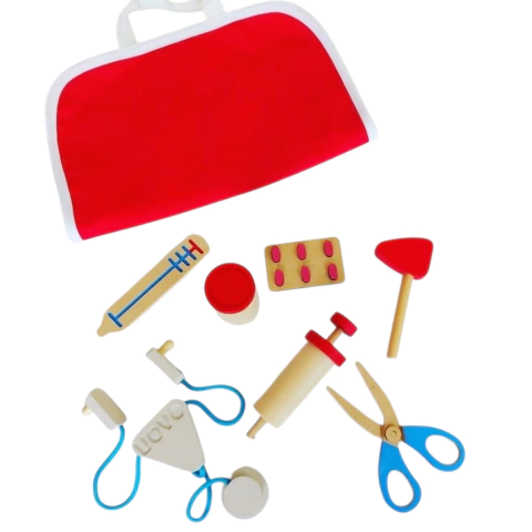 Juego de doctor en madera con valija de tela - comprar online