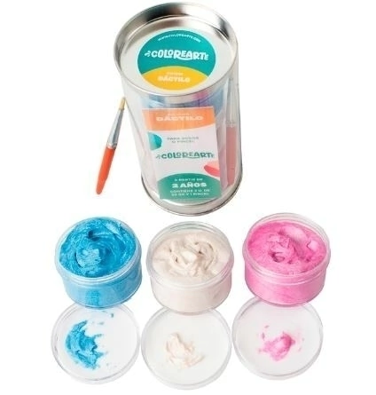 Dáctilopintura: 3 colores metalizados + pincel