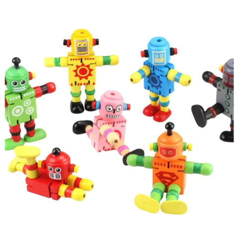 Robot de madera articulado con elástico