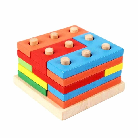 Cubo con encastre geométrico de ingenio