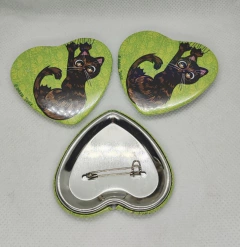 Botón en forma de corazón - Gatitos - OrenJuiceArt