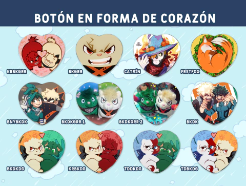 Botón en forma de corazón - varios diseños