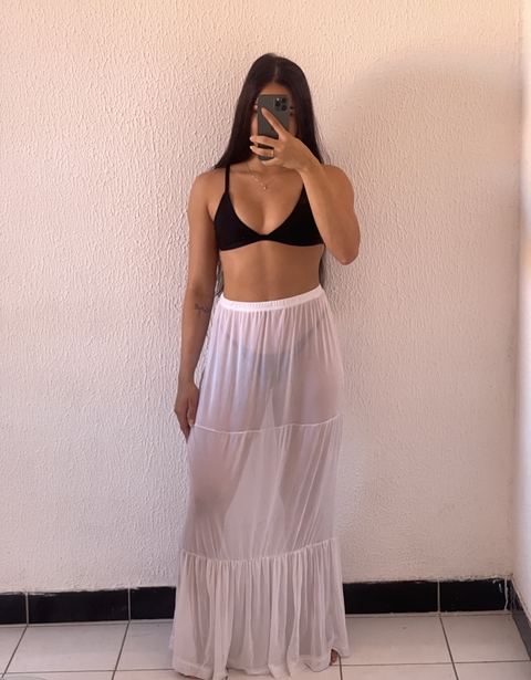Saia Barrada- Branca Tule - comprar online