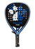 Paleta de pádel Kelme Puma con diseño de huella en azul y blanco.