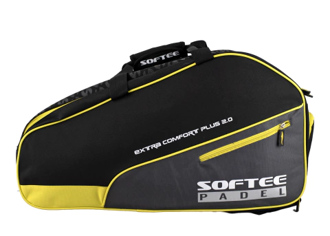 Paletero Softee Extra Comfort Plus Lima en color negro y amarillo, con compartimentos amplios para palas de pádel.