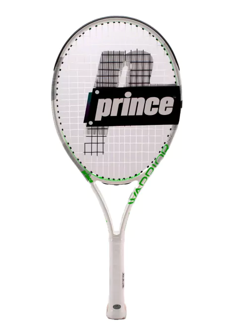 Raqueta de tenis Prince Warrior 107 de color blanco y verde