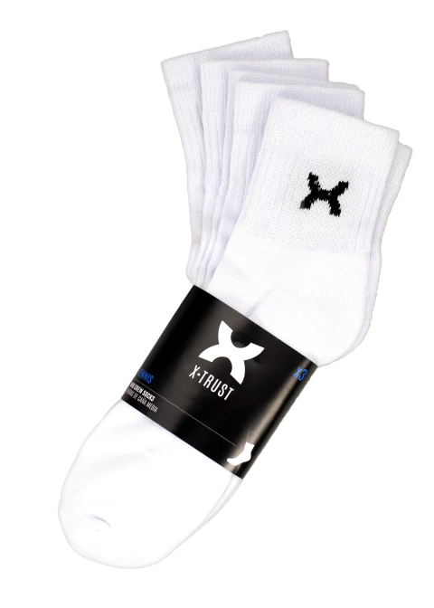 Pack de tres medias blancas X-Trust Caña Media con logo negro