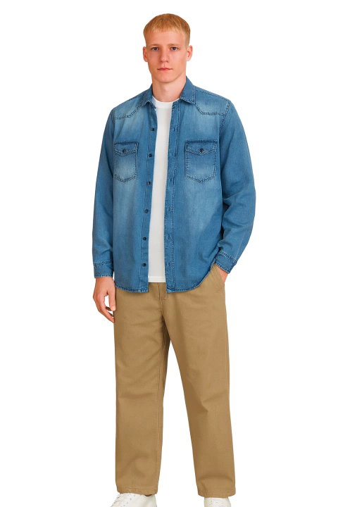 camisa de jean celeste 1367 - comprar online