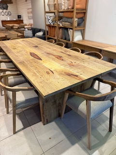 Mesa Doble T Madera breyo 300x120 + 10 sillas Bali tapizadas - comprar online