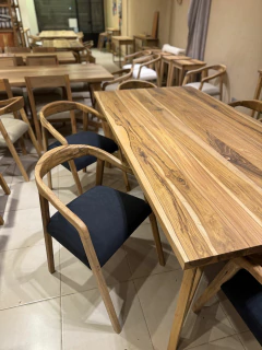 Mesa griego Petiribi macizo 200x100 + 6 sillas Bali tapizadas