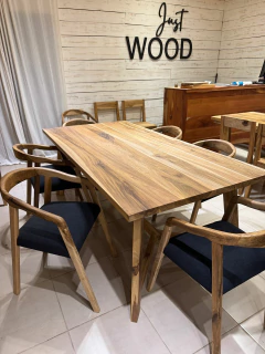 Mesa griego Petiribi macizo 200x100 + 6 sillas Bali tapizadas - comprar online
