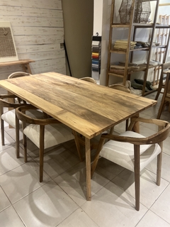 Mesa griego zoita macizo + 6 sillas Bali color crudo - Just Wood