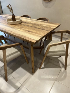 Mesa griego Petiribi macizo 200x100 + 6 sillas Bali tapizadas - comprar online