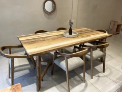 Mesa griego Petiribi macizo 200x100 + 6 sillas Bali tapizadas en internet