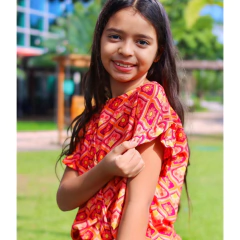 Conjunto Infantil Losango Floral Coral Tecido Viscose