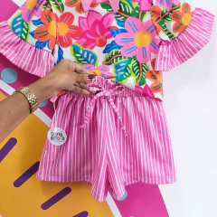 Conjunto Infantil Listrinhas Rosa: Toque de Flor - comprar online