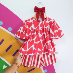 Conjunto Infantil Listrinhas Vermelha: Corações - comprar online