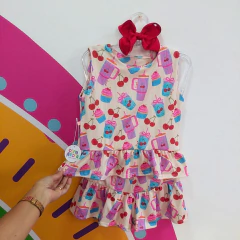 Conjunto Infantil em Malha Canelada: Cerejinha na internet