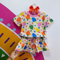 Conjunto infantil Confete de Caju Com Blusa e Short-Saia