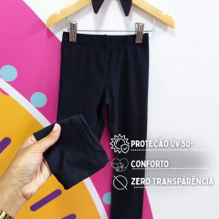 Calça Legging Infantil Com Proteção Solar Em Poliamida Cor Preta