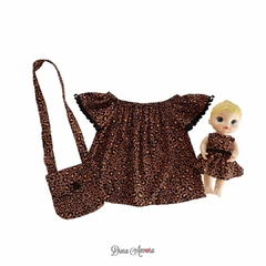 TAM. 8-10: Kit com Bolsinha + Vestido para boneca + Blusa Ciganinha - loja online