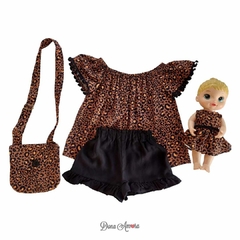 Imagem do TAM. 8-10: Kit com Bolsinha + Vestido para boneca + Blusa Ciganinha