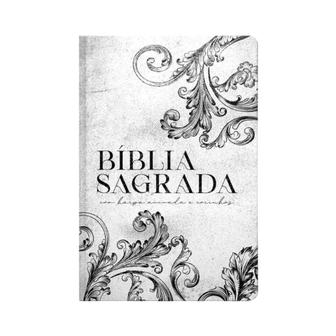 Bíblia Sagrada com Harpa Avivada Gigante Ornamento Branca ARC