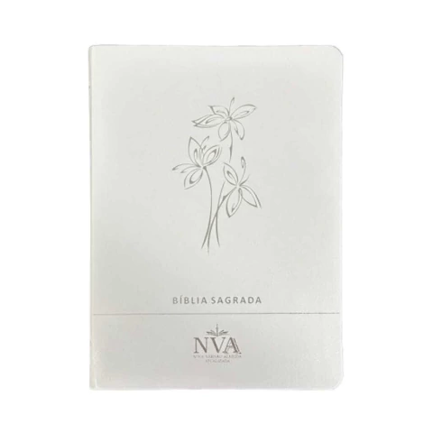 Bíblia Sagrada Slim Premium Luxo Full Color Ramo de Flores Branco NVA